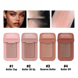 Melemando 4 Color Embossed Matte Butter Bronzer, Fade and Transfer-Resistant Bronzer, Color Corrector Cosmetics for Long-Lasting Makeup