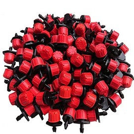 QMOEH 100 pcs 1/4 Inch Adjustable Drip Irrigation Parts, Irrigation Drippers Sprinklers for Drip Irrigation System