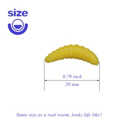 Fake Maggots Soft Worm Tipped Lure Wax Worms for Fishing or Pranks,Ice Fishing Lures Baits Perfect for Crappies Sunfish Catfish Bream Blue Gills Perch Trout Worms,Yellow&No Head,30PCS,LXLVOUEG