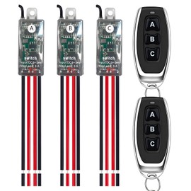 Mini Relay Wireless Switch,5V/12V/24V/5A Relay 3 Way Remote Control Switch 1 Channel,164FT Long Range for Ceiling Lights, Led Strip,Alarm Bell,Light Bar,Fan.(3Receiver)