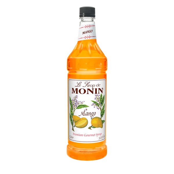 Monin - Mango Syrup, Tropical and Sweet, Great for Cocktails, Sodas, and Lemonades, Gluten-Free, Non-GMO (1 Liter)