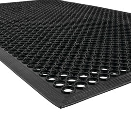 NoTrax 3' x 10' Lightweight Restaurant Rubber Floor Mat with Drainage Holes, Anti-Fatigue Mats, Black, T30 Competitor, T30S0310BL