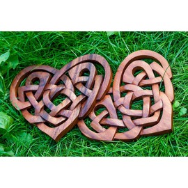 Windalf Irish Celtic Art Wooden Ornament Branwen 23 cm Celtic Wall Ornament Heart Love Knot Wall Decoration Handmade Wooden