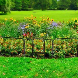 Topeakmart 24inx43ft Decorative Garden Fence Outdoor Coated Metal Rustproof Landscape Patio Flower Garden Bed Pool Fences Black