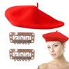 EHDWXVZM 1 Red Beret Hat 2 Clips Women Beret Hat