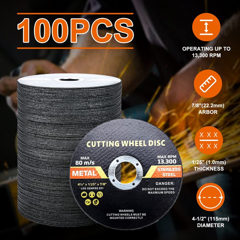 NORJIN 100 Pack 4-1/2 Inch Cutting Wheel, 4-1/2" x 7/8"