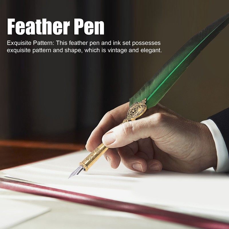 Feather Pen Exquisite Vintage Elegant Stainless Steel Smoothly Writing Wear