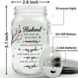 Memorial Gifts for Loss Of Husband, Bereavement Gifts for Loss of Husband Memorial Gift for Widow, In Loving Memory Sympathy Memory Gift for Loss Loved Ones Red Cardinal Condolences Mason Jar Light