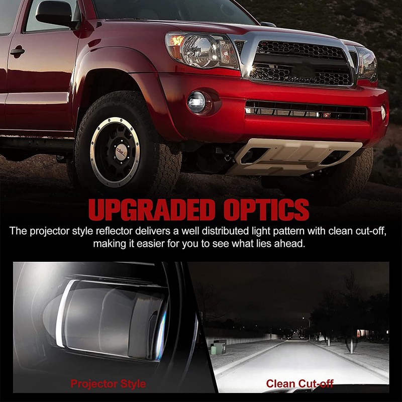 FIERYRED LED Fog Light Compatible with Tacoma 2005-2011/Solara 2004-2006/Sequoia 2008-2015/Tundra