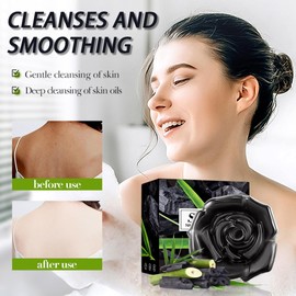 Bamboo Charcoal Soap Handmade Soap Bar Natural Soap, Facial Soap Bar Cleanser Suitable for All Skin Types, Deep Cleansing Face & Body Cleansing, Hydrating Moisturising Exfoliating Vegan&Residue-Free