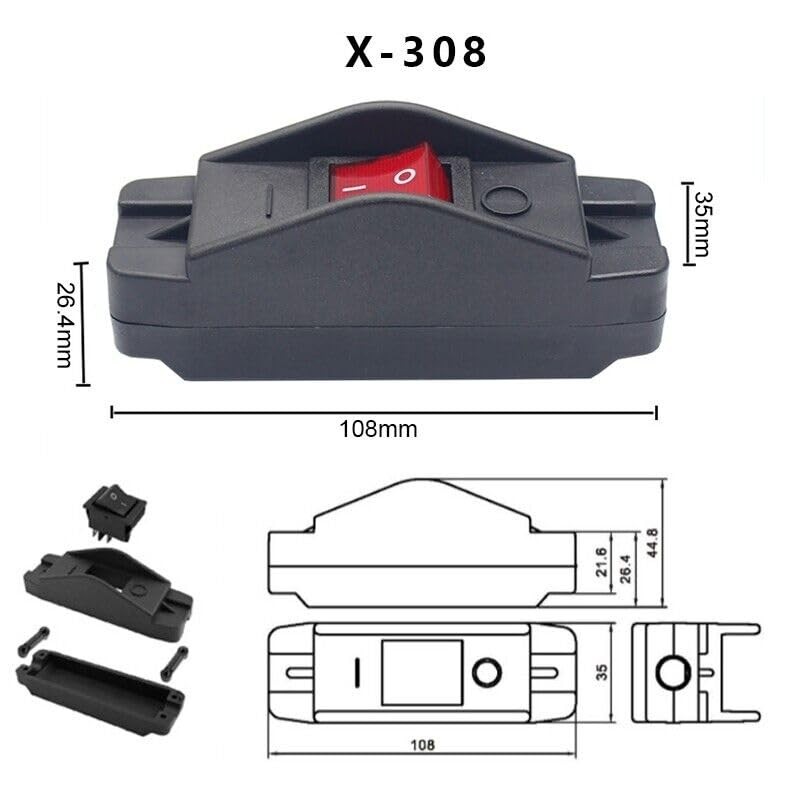 Devices Cord Switch in Black, Robust Housing with Interchangeable Rocker