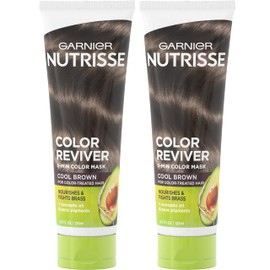 Garnier Nutrisse Color Reviver 5 Minute Nourishing Hair Color Mask with Avocado Oil Delivers Day 1 Color Results, for Color Treated Hair, Cool Brown, 8.4 fl oz, 2 Count (Packaging May Vary)