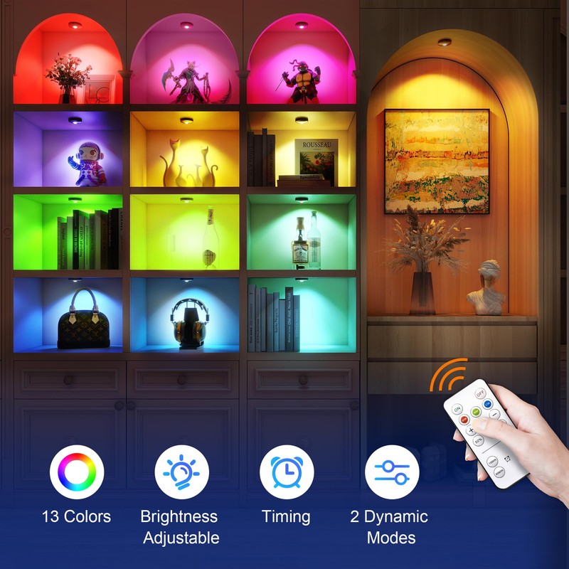 Rechargeable Puck Lights with Remote Control,2000mAh High Capacity Battery Operated