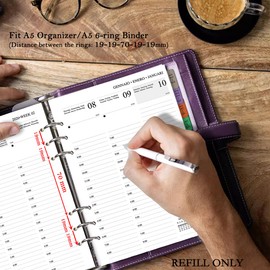2026 Weekly Planner Insert A5 6 Holes Vertical 1 Week 2 Pages with Tabs, Notes, Contact, Jan.26-Dec.26, 100GSM Thick Paper, Refill Paper for Calendar 2026 Planner (Multilingual)