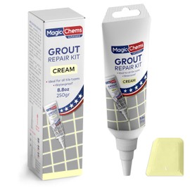 Tile Grout Repair, Cream 8.8 oz/250gr. Fast Drying Grout Repair Kit, Grout Filler Tube Repair Kit, Tile Grout Paint, Grout Sealer Restore and Renew Bathroom Floor, Tile Gaps, Joints, Lines