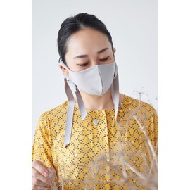 hamon AG Mitsfuji Ribbon Mask, Tea Gray/Tea Gray, Made in Japan, Stylish, Formal, Organic, Chijimi Takashima, Skin-Friendly, Less Ear Pain, Small Face, Nose Protection, Adult