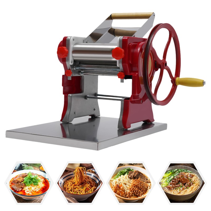 OCASAMI Commercial Hand-cranked Noodle Machine, Stainless Steel Fresh Noodle Press
