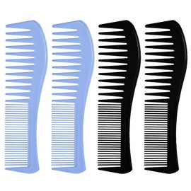 Mabor 4 Pcs Double-Sided Barber Combs, 7.17inch All-Purpose Hair Grooming Detangling Hair Comb Plastic for Men & Women Wide & Fine Tooth for Professional Hairstyling