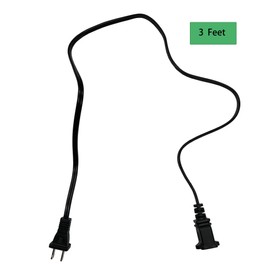 Extension Cord 3 Feet, Short Small AC Power Cord 2 Prong, 18 AWG Power Cable for Indoor Use, Male to Female Extension Cord, NEMA 5-15P to NEMA 5-15R, Black 2 Pack