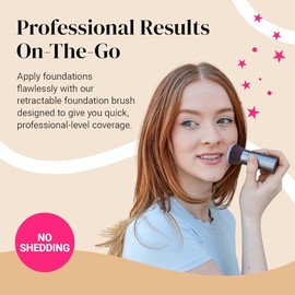Keshima Brocha Maquillaje Retráctil Punta Plana Kabuki Base Líquido Polvos Crema Rubor