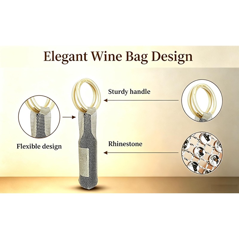 WOFALO store Stylish Resin Handle Wine Bottle Bag with Marble-Pattern