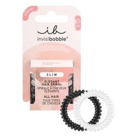 invisibobble Slim Hair Scrunchies Day and Night I 6 x Thin Hair Bobbles Black & White for Girls and Women I Elegant Look & Strong Hold I Designed in the Heart of Munich