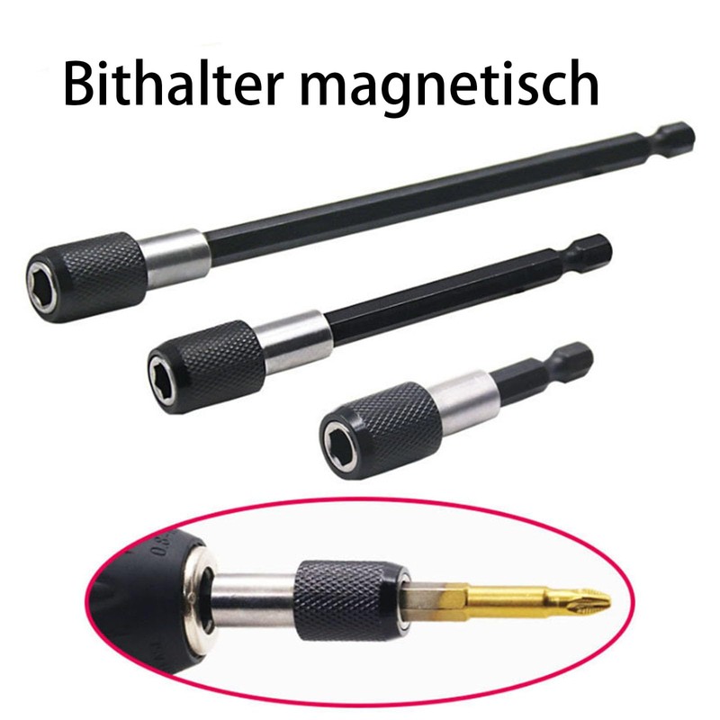 Pack of 6 Magnetic Bit Holders, 60 mm/100 mm/150 mm,