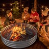 Mr IRONSTONE Outdoor Fire Pit Galvanized Fire Pit Ring, Foldable