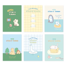 Monolike A5 Story Town Afternoon B Notebook 6 Types, A5 Story Town Afternoon, B 6P SET - Line Notebook, Campus Note 148x210mm, 48pages