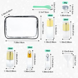12Pack Travel Size Containers, TSA Approved Gold Toiletries Bottles, Refillable Leak Proof Travel Skincare Containers with Dropper Pump Spray Cream box for Liquid Serum Oils