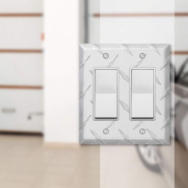 Amerelle Diamond Plate Double Rocker Stamped Aluminum Wallplate