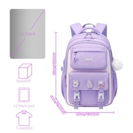 McBecdy School Backpacks for Girls, Middle Schoolbag Elementary Student Bookbag, Large Casual School Daypacks for Teens Girls (Purple)
