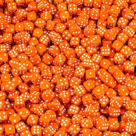 Waldfelsen® High Quality 16 mm Dice in 15 Colours Eye Cube Game Cube Set (50 Pieces, Orange)