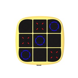 Tendry Tic Tac Toe Electronic Game - 3-in-1 Portable Travel Board Game for Kids & Adults, Handheld LED Puzzle Games for Family Fun, Educational Christmas Birthday Gifts for Ages 3+(Yellow)