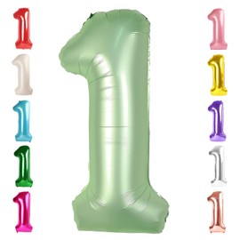 40 Inch Number Balloons Olive Green 1 Balloons, Wild One Birthday Decorations, Baby Girl Boy 1st Birthday Decorations, St Patricks Day Birthday Decorations