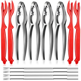 12Pcs Lobster Crackers and Picks Set, Stainless Steel Seafood Crackers, Crab Leg Cracker Set Tool for Eating Stake Support