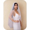 WEZTEZ Bridal Veils Beaded Edge Wedding Veil,1 Tier Pearl Crystal
