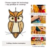 Handmade Stained Glass and Wrought Iron owl suncatcher - Amber