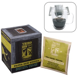 Tribo Coffee Single-Serve Portable Pour Over Drip Coffee - Specialty Grade - Papua New Guinea Wahgi Valley AA - 10 Servings Per Box (Medium-Dark Roast)