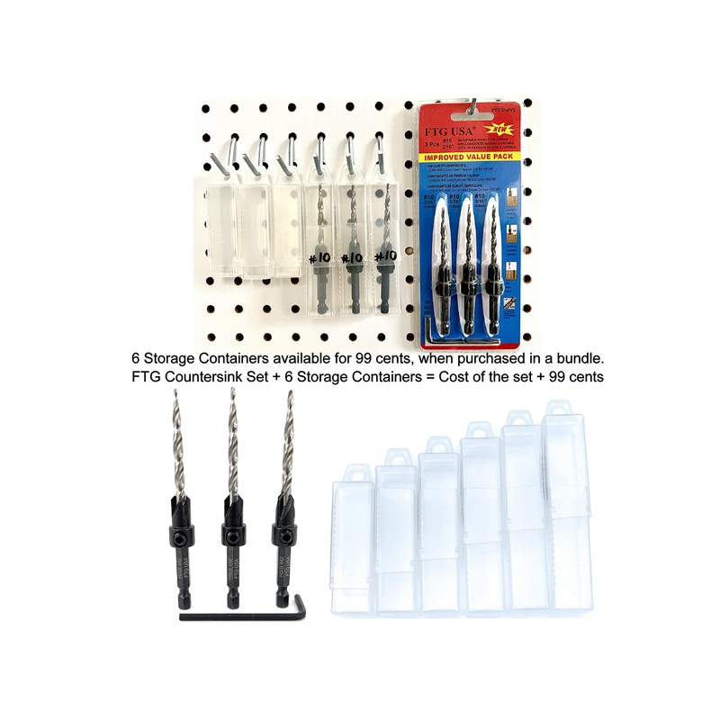 FTG USA 3 Pc #10 (3/16") Adjustable Wood Countersink Drill