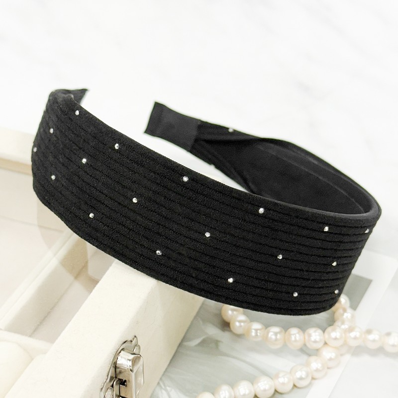 Burnaby black ribbed dot hairband wide headband / 버나비 블랙