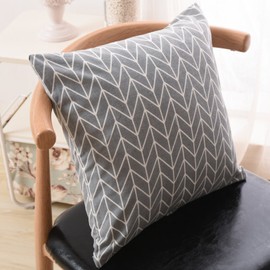 AUTUCAU 24 X 24 Inch Home Decorative Bohemian Linen Square Throw Pillow Case Cushion Cover for Sofa Chair Couch/Bedroom Geometric Pillowcase with Invisible Zipper