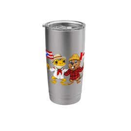 Puerto Rican Coqui Frog Canadian Beaver Canada Flag Boricua Stainless Steel Insulated Tumbler