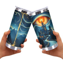 20oz Insulated Mug, Stainless Steel, Double Silver Side, Stampedcapacity: 20 oz, color: White