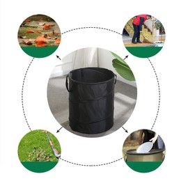 Garden Bag 34 cm 38 L Small Foldable Oxford Fabric Garden Waste Bag Gardening Bags Portable Self-Standing Camping Waste Bag for Green Waste Lawn Bag Leaf Bag (Black)