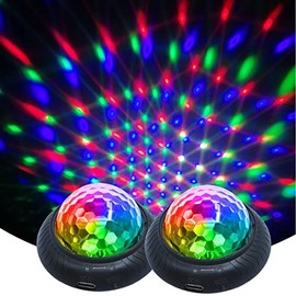 Disco Party Light with Sound Activated Multicolor Disco Ball Night Light 2 in 1 Rechargeable Battery Operated RBG Entertaining Atmosphere for Party Bedroom Decoration(2 Pack)