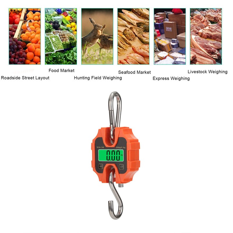 Hanging Scale LCD Display Crane Scale Waterproof Weighing Tool for