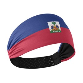 Women's Fashion Headbands Haiti Flag Yoga Elastic Hair Bands Sweat Hair Wrap for Workout Running Sport