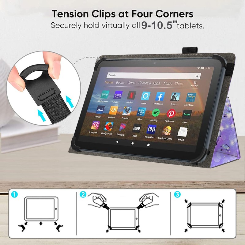 Pudiceva Universal 10 10.1 Inch Android Tablet Case,Slim Folding Stand