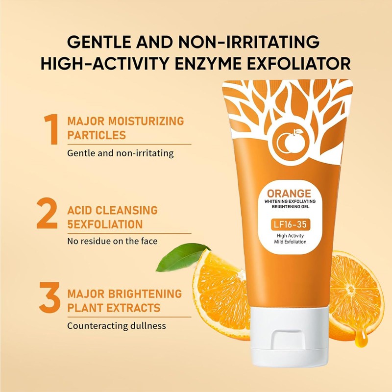 Orange Exfoliating Gel Scrub, Deep Cleansing Moisturizing Scrub with Enzymes,